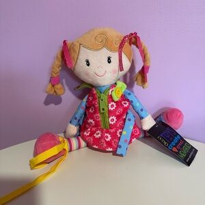 NWT Snuggle Stuff Sugar Snap Plush Learn to dress doll for toddlers